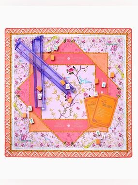 Oh My Mahjong Set Goldie Mat, Sunset Tiles, And Lilac Rack